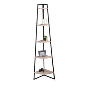 Scaffale angolare a 5 ripiani collezione HOLBORN – Stile industriale, colore rovere e nero
