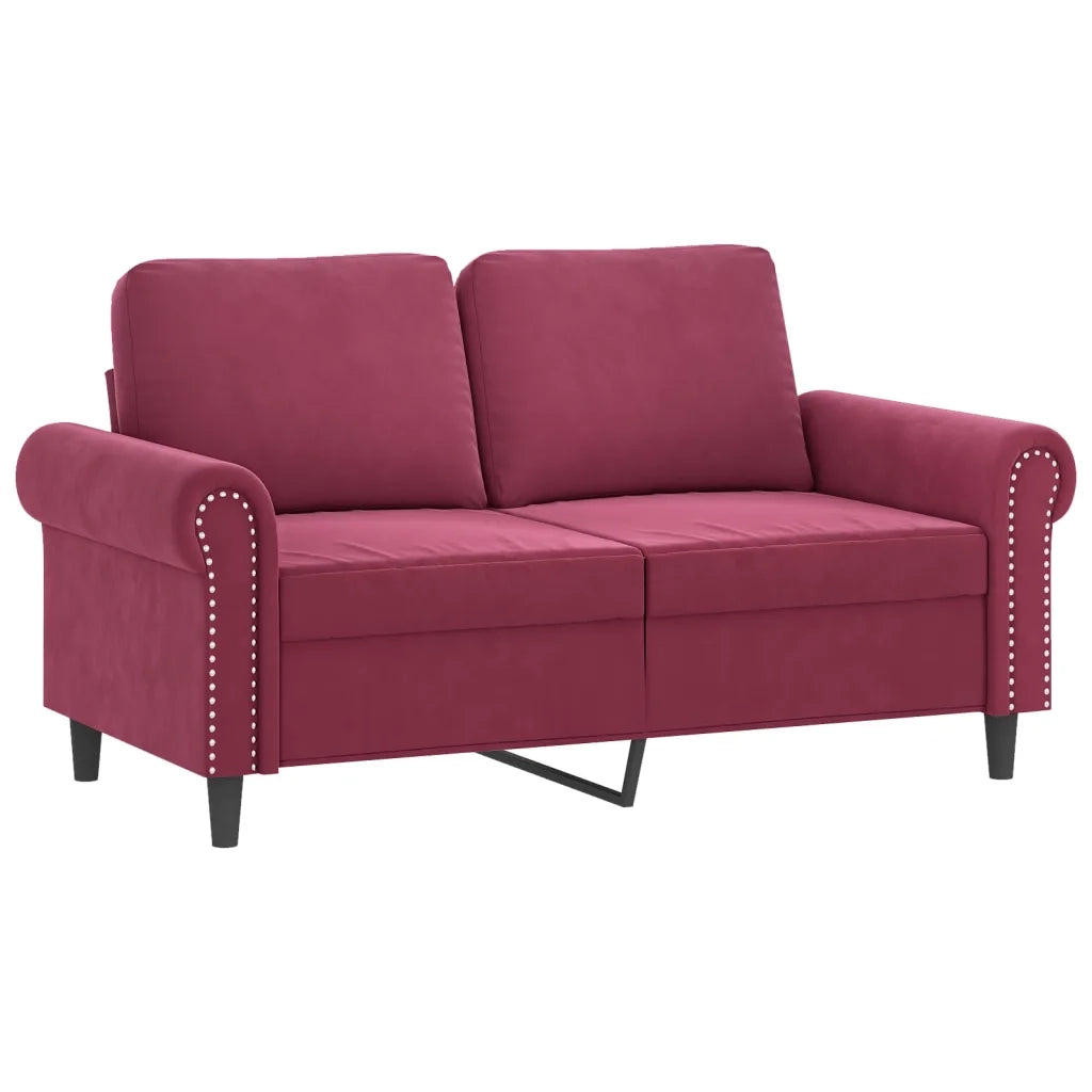 Set di Divani 3 pz con Cuscini Rosso Vino in Velluto 3202174