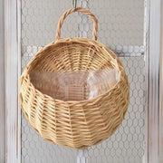 Cesto a Sospensione in Rattan per Fiori con Borsa per Interni Esterni Matrimoni (Bianco Sabbia 23×18cm)