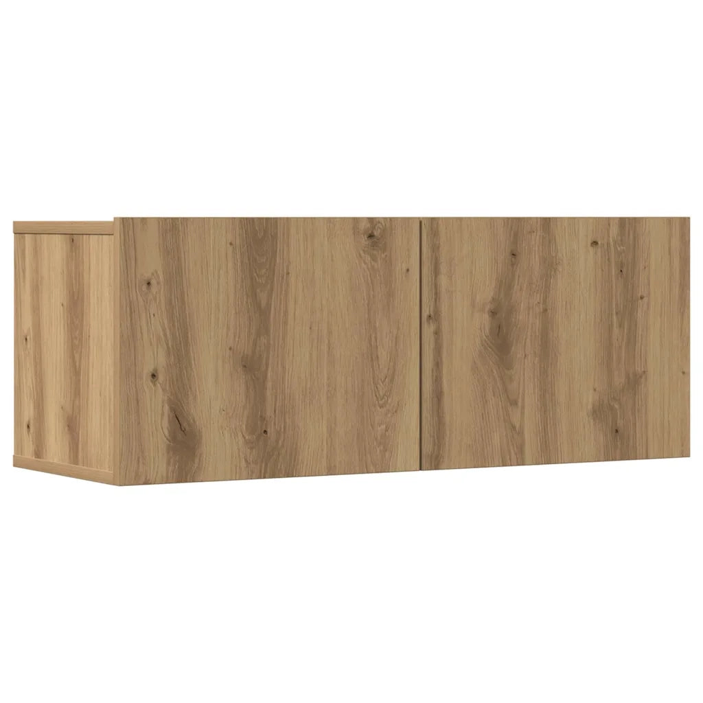Set Mobile TV 7 pz Montato a Parete Rovere in Legno Multistrato