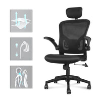 Sedia ufficio ergonomica - RATTANTREE  - Sedie da scrivania con Supporto Lombare e Poggiatesta Regolabile - Nero