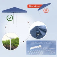 Gazebo Pieghevole e Impermeabile in Tessuto Oxford con Corde e Picchetti, 2.45x2.45x2.45 m, Blu