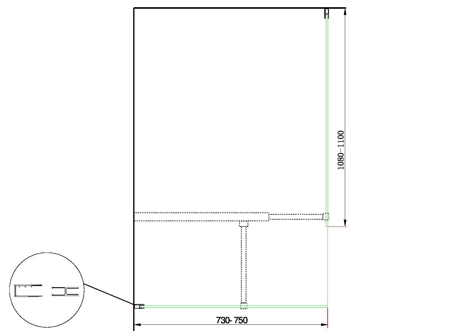Doppia Parete Doccia Walk-in Con Braccio Di Sostegno Superiore a T Vetro 8 mm Reversibile 73-75 x 108-110 H 200 cm