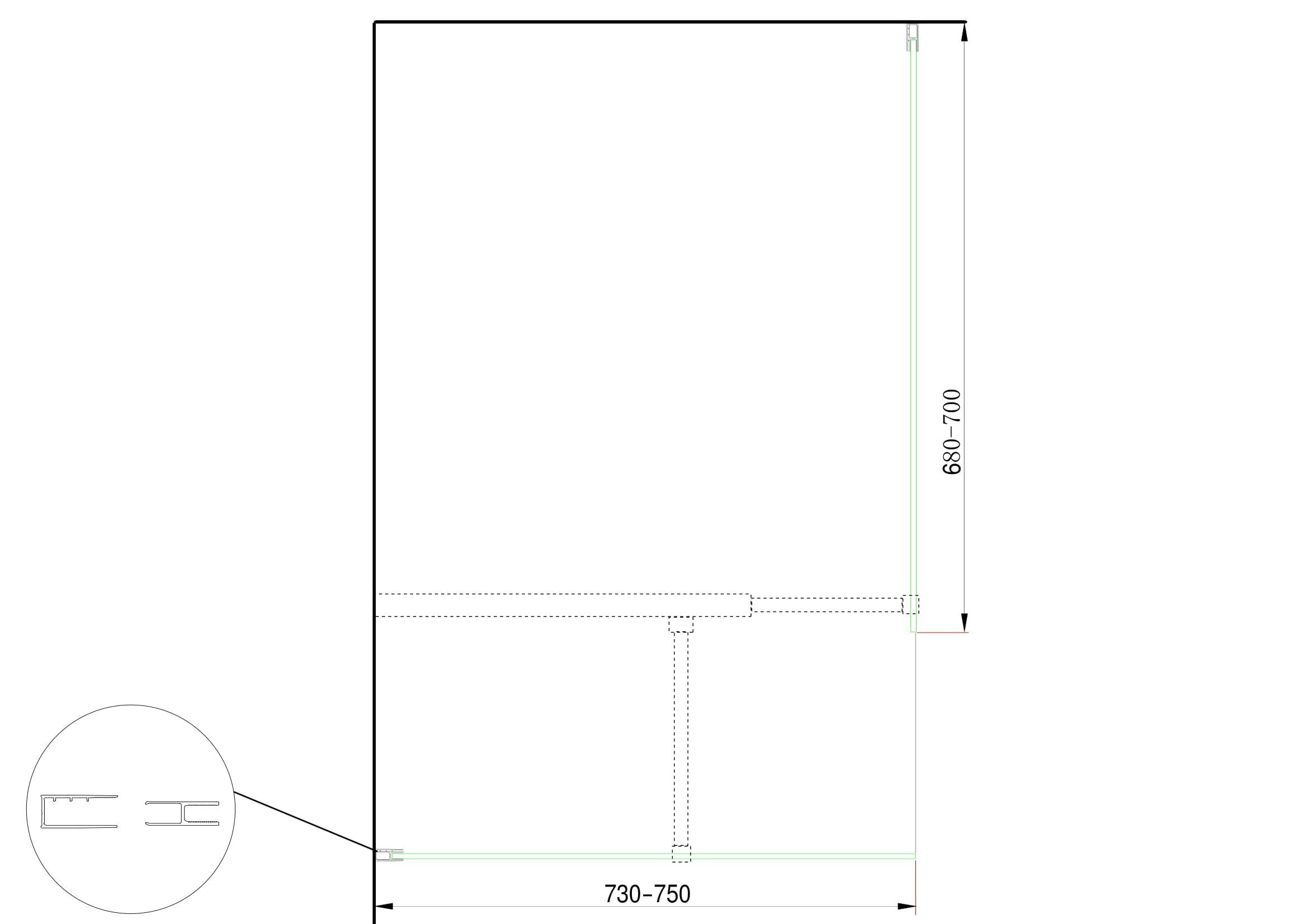 Doppia Parete Doccia Walk-in Con Braccio Di Sostegno Superiore a T Vetro 8 mm Reversibile 73-75 x 68-70 H 200 cm