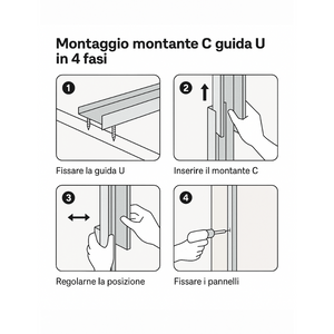 Montante c standard 2 m profilo preforato sp 0,6 mm fissaggio cartongesso 8 pz *** misure 47 x 99 x 50 mm, confezione 1