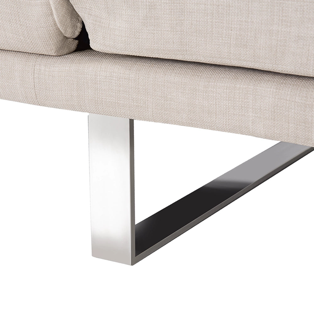 Divano Letto Rivestimento Tessuto Beige 4 Posti Meccanismo Click Clack Braccioli Regolabili