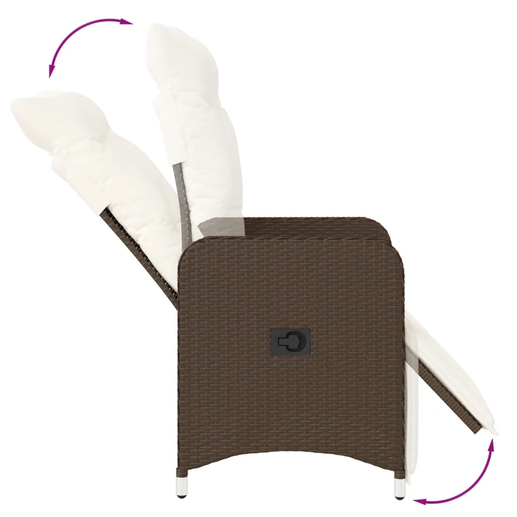Sedie da Giardino Reclinabili 2 pz con Tavolo Polyrattan 365706