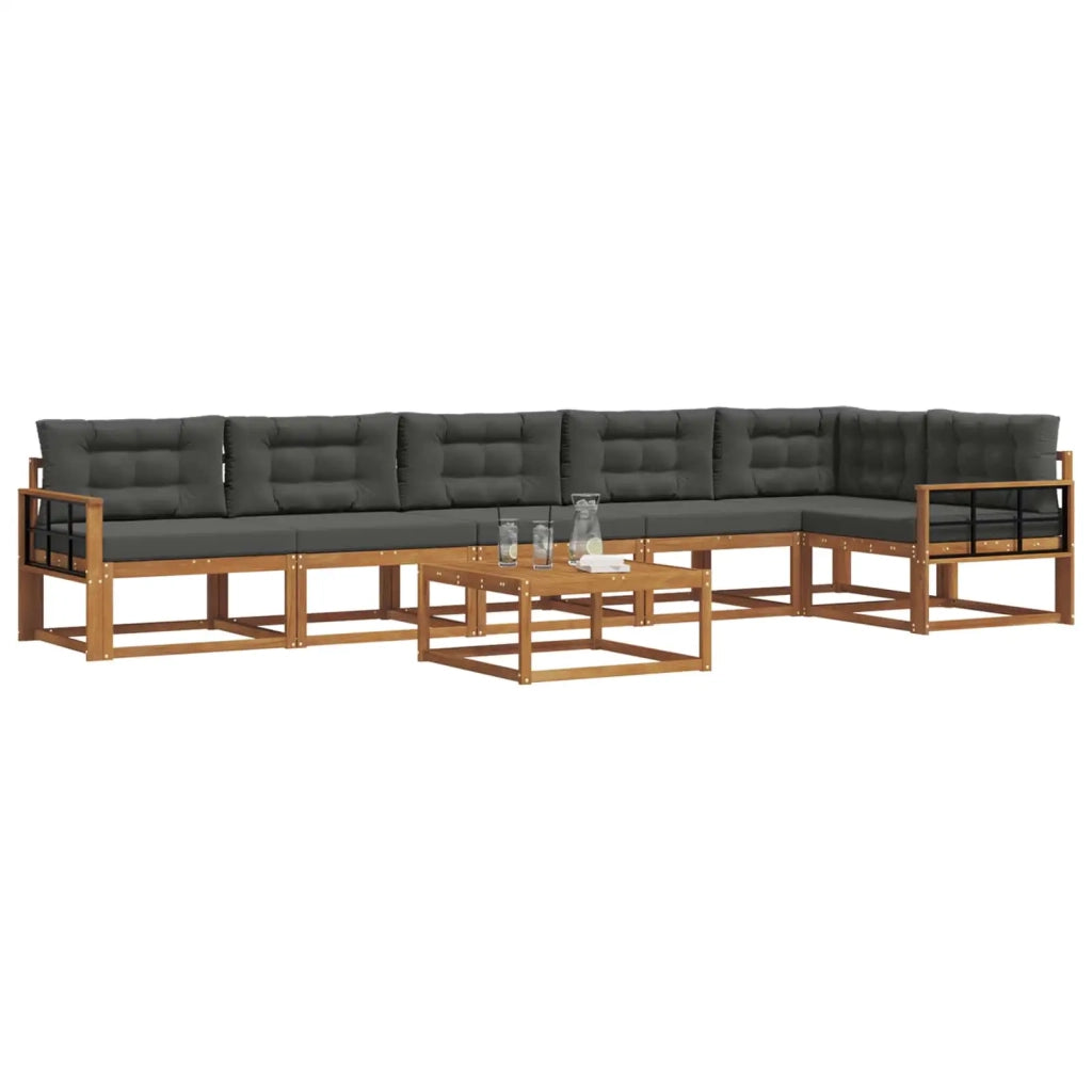 Set di divani da esterno con cuscino 7 pcs Naturale e Antracite 3367695