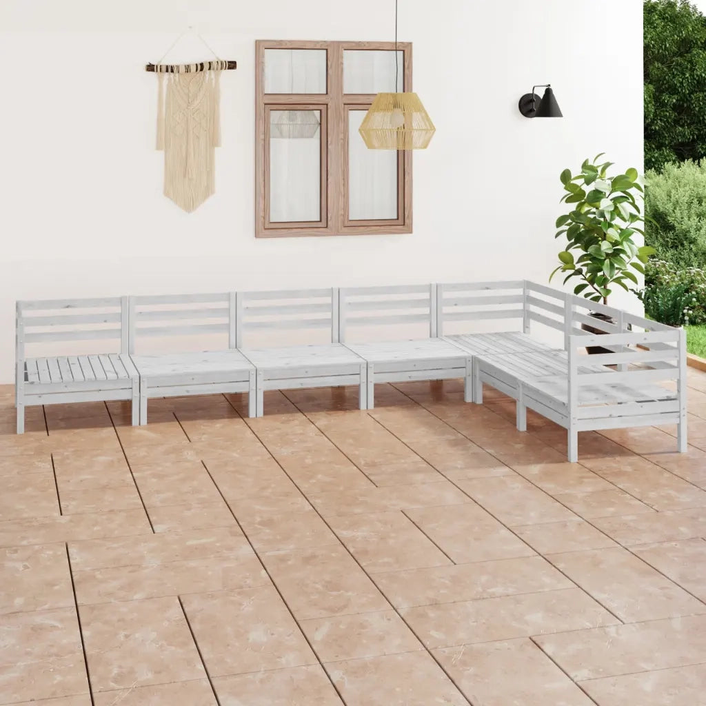 Set Divani da Giardino 7 pz in Legno Massello di Pino Bianco  cod mxl 40795