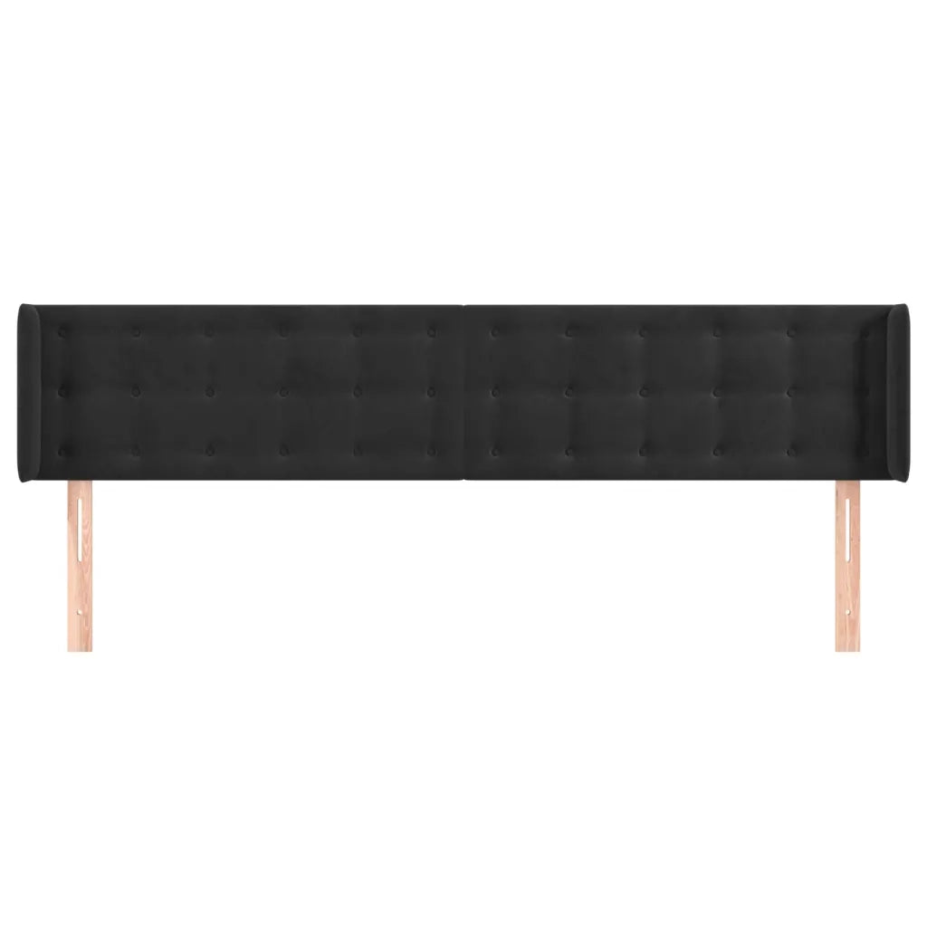 Testiera | Testata ad Orecchio Nera 203x16x78/88 cm in Velluto