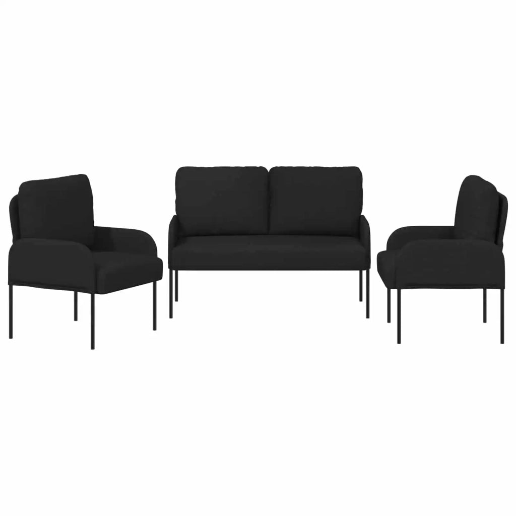 Set Divano | Divano da soggiorno | Sofa 3 pz Nero 115 x 56 x 80 cm Legno compensato