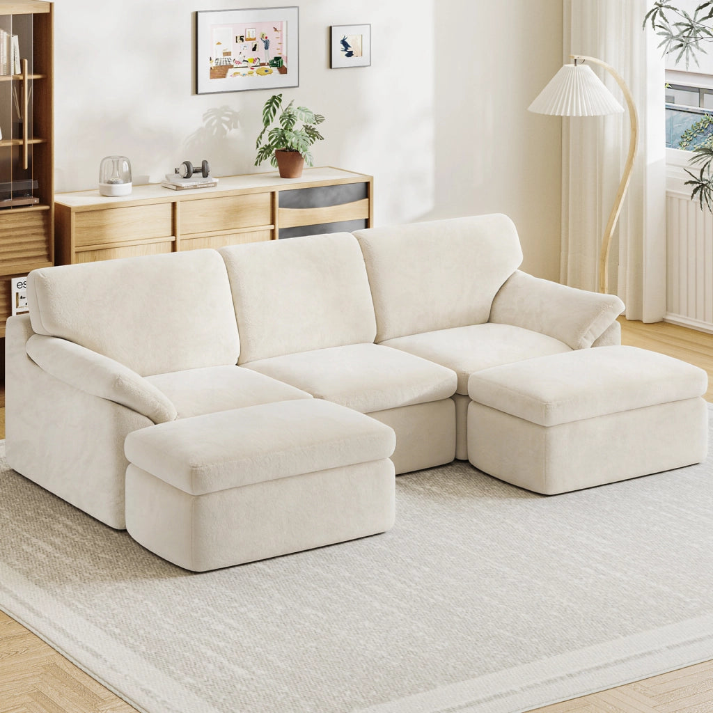 SET DIVANO MODULARE CLOUD - DIVANO A U ULTRA MORBIDO, MONTAGGIO NON RICHIESTO, BEIGE