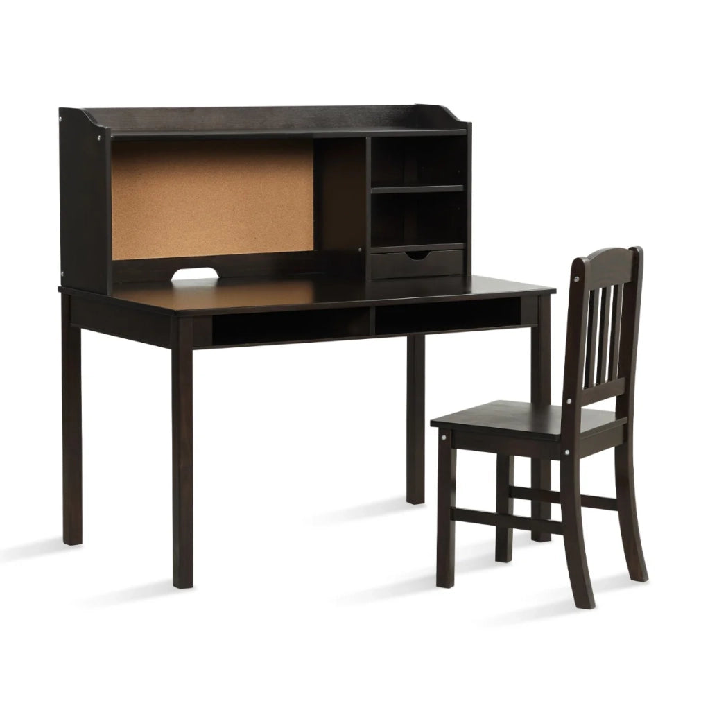 Set scrivania e sedia per bambini 111,5 x 61 x 110,5 cm ampio spazio di archiviazione design moderno in MDF marrone 20_0011744