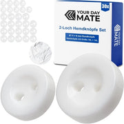 Set di chiusura, per camicie e bluse, 30 pezzi, 2 fori, Ø 11 + 8 mm, in bianco, di resina, misura 18L + 14L, chiusure per giacca, mantella, camicia, blusa, polo, chiusura DIY in poliestere, chiusure per bucato