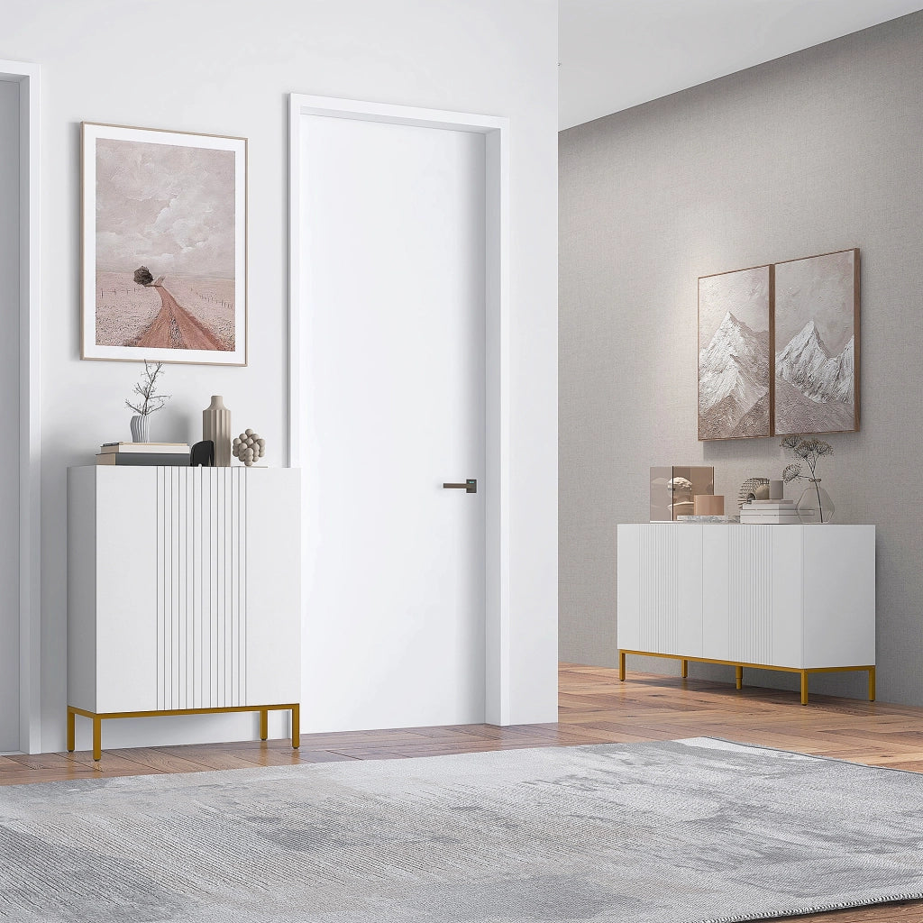 Credenza design moderno ¨C zephmum ¨C bianco legno metallo dorato