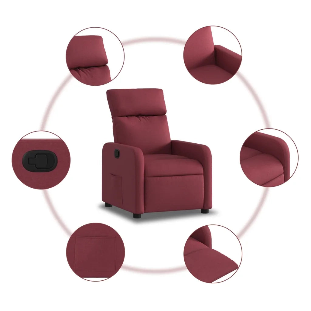 Divano Sedia-Poltrona Reclinabile in Tessuto Rosso Vino 563231