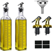 Set di bottiglie per olio e aceto da 500 ml - 2 pezzi - imbuto per aceto con copertura antiaderente - cucina griglia pasta insalate - forno BBQ