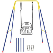 Altalena da Giardino Pieghevole per Bambini ¨C zephmum ¨C 128x155x157 cm Blu