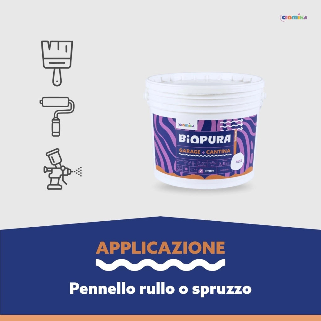 Pittura murale traspirante interni garage cantina linea biopura cromika *** formato 2.5 lt, confezione 1