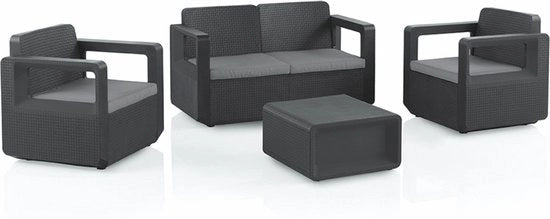 Set da giardino di lusso - 4 posti - Set da pranzo con divani - Cuscini lavabili - Set da giardino - Tavolo da giardino con sedie - Mobili da giardino