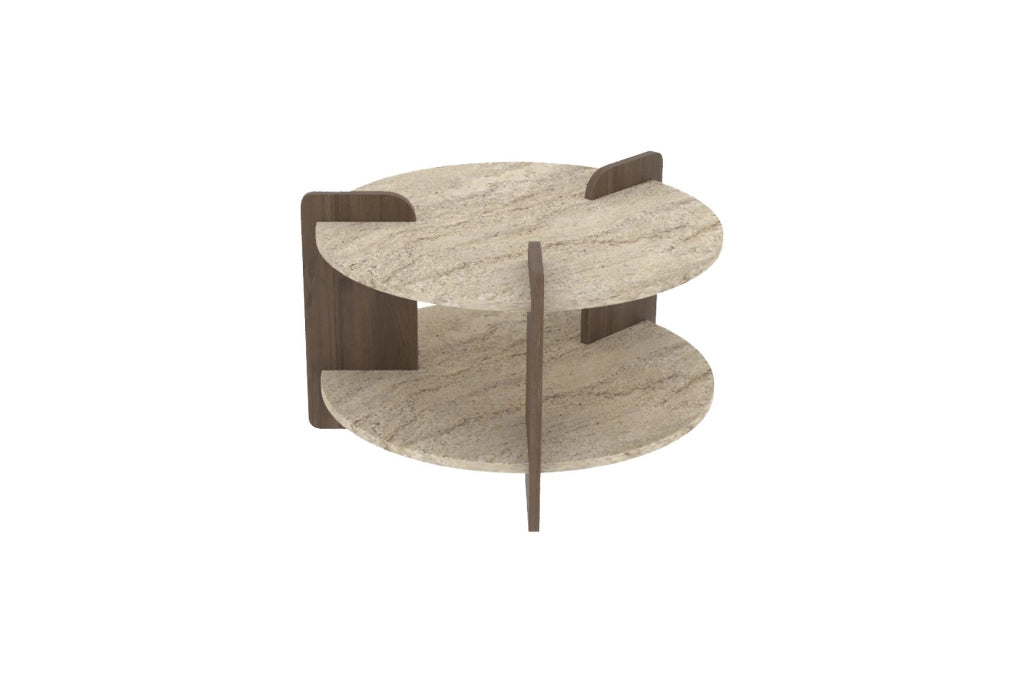 Tavolino in legno "Oalla" 70 x 70 x 45 cm - Travertino