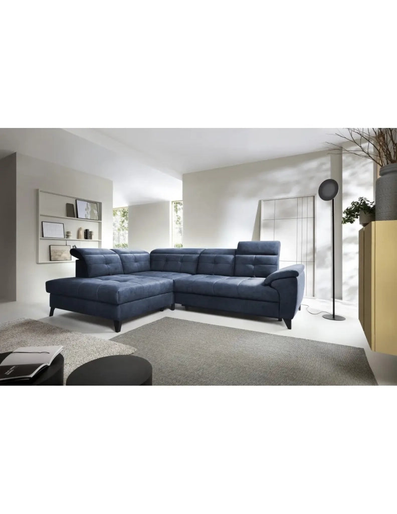 Divano ad angolo Blu 5 posti angolo sinistro chaise longue 210cm INFERNO