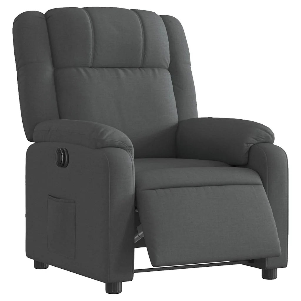 Poltrona Elettrica Reclinabile-Divano Sedia Grigio Scuro in Tessuto 710503
