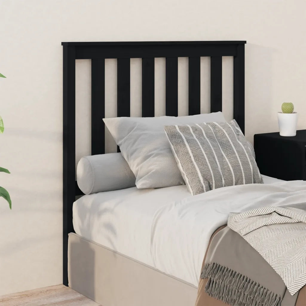 Testiera | Testata per Letto Nera 96x6x101 cm in Legno Massello di Pino