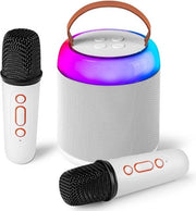 Kit di karaoke per adulti e bambini con 2 microfoni - impianti di karaoke wireless con altoparlante Bluetooth - canto - bianco