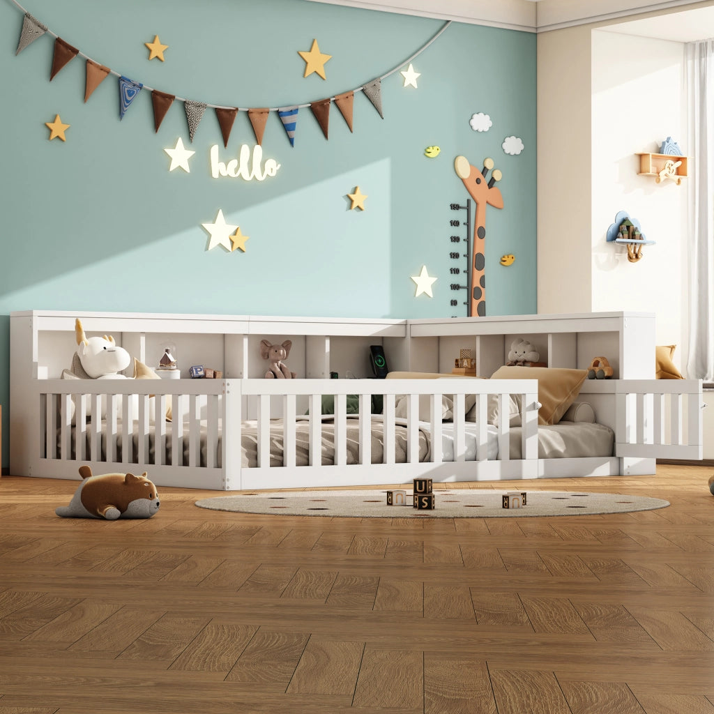OKWISH Letto a Divano 140×200 cm, Letto Matrimoniale con Prese, USB, Vano Contenitore e Sponda Scorrevole, senza Materasso, Bianco