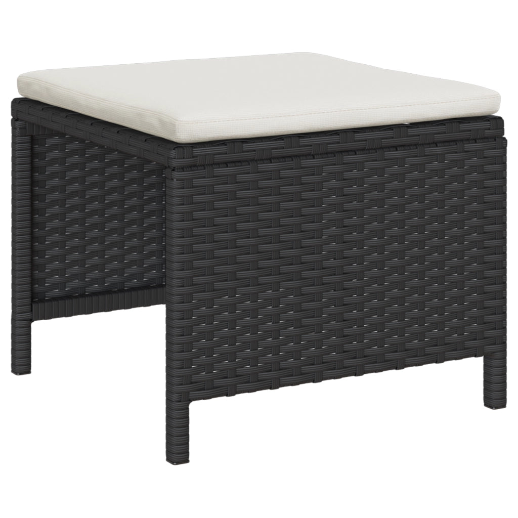 Set Divano da Giardino Nero Polirattan Sintetico Medio