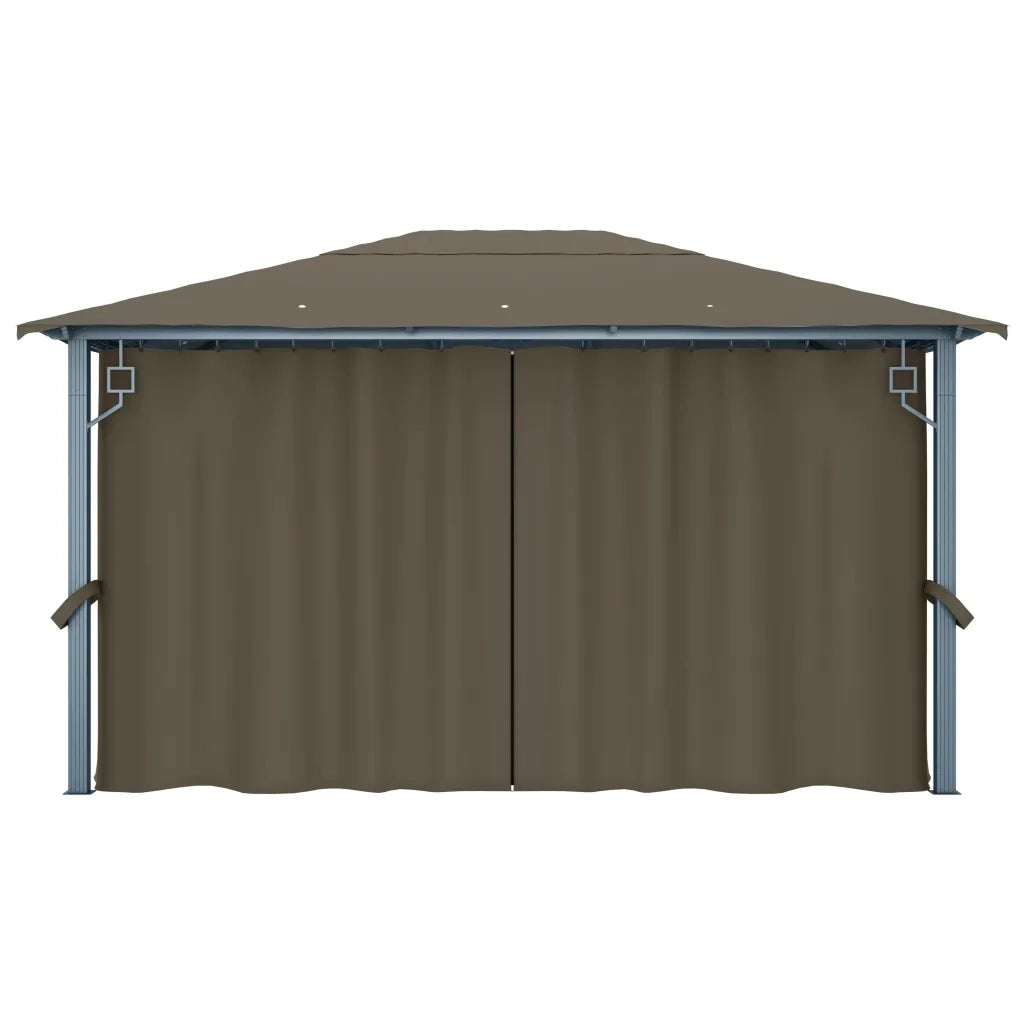 Gazebo con Tende e Luci LED 400x300 cm Grigio Talpa Alluminio