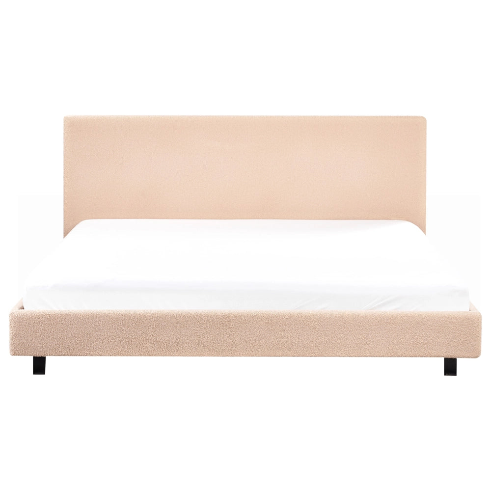 EU King Size Letto ad acqua bouclé beige 180 x 200 cm con materasso poggiatesta Design moderno