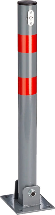 Palo di sbarramento pieghevole per parcheggio auto 65 cm acciaio grigio con strisce rosse 13_0002309_2