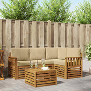 Set di divani da esterno con cuscino 5 pcs Naturale e Beige 3374763