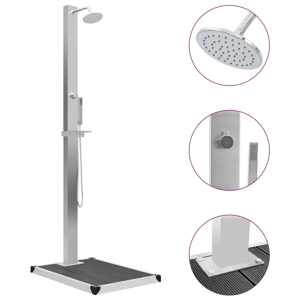 Doccia da Esterno con Piatto in WPC Acciaio Inossidabile cod mxl 50770
