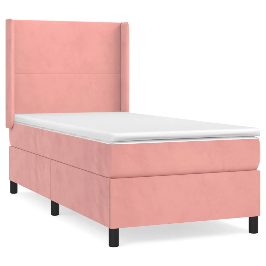 Giroletto a Molle con Materasso Rosa 90x200 cm in Velluto 3132542