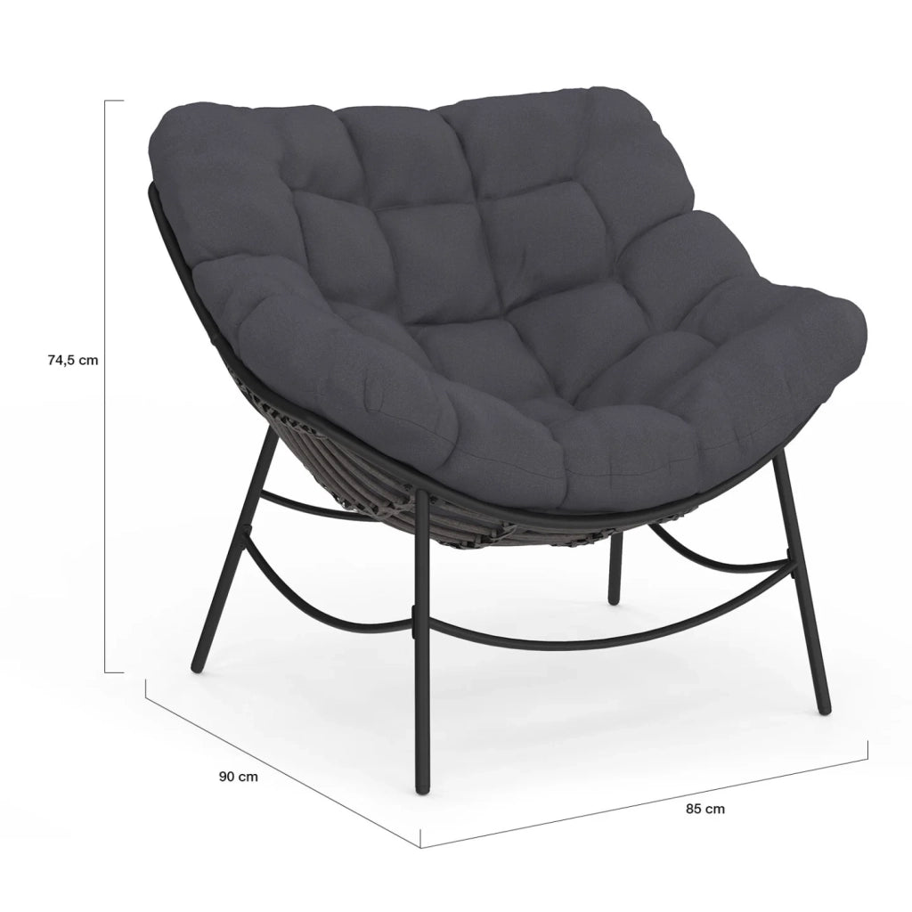 IDMarket - LOA reclinabile da giardino con effetto rattan grigio e cuscino grigio