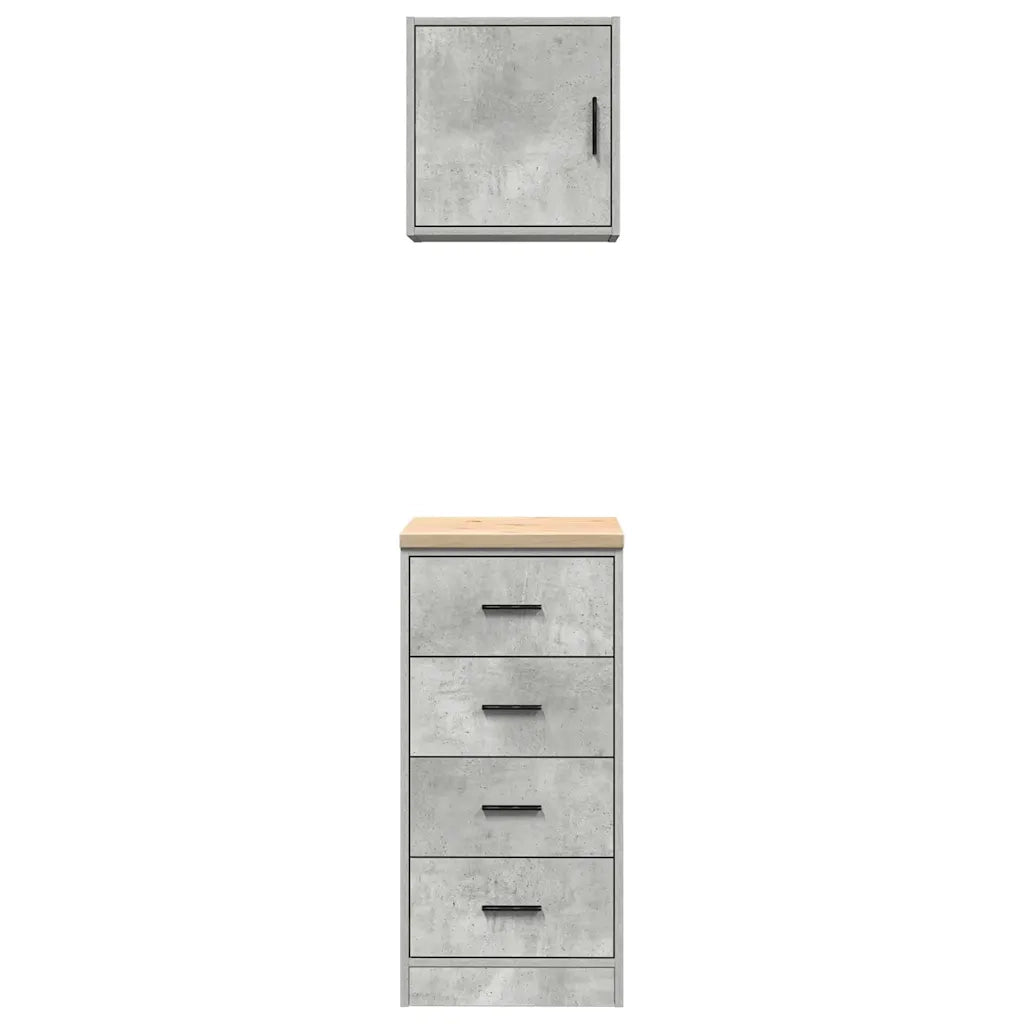 vidaXL Armadi da Garage 2 pz Grigio Cemento in Legno Multistrato