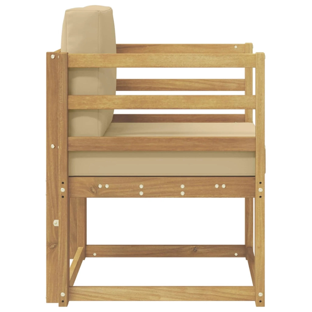 2 Pezzo Set di divani da esterno-Sofa da giardino Poliestere Bianco e Beige 995083