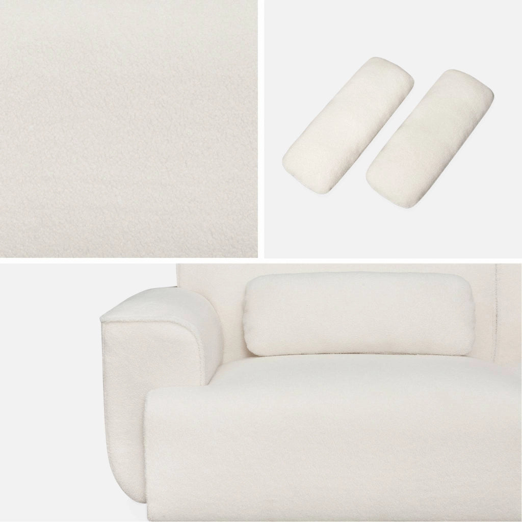 Divano in bouclé, 3 posti, crema