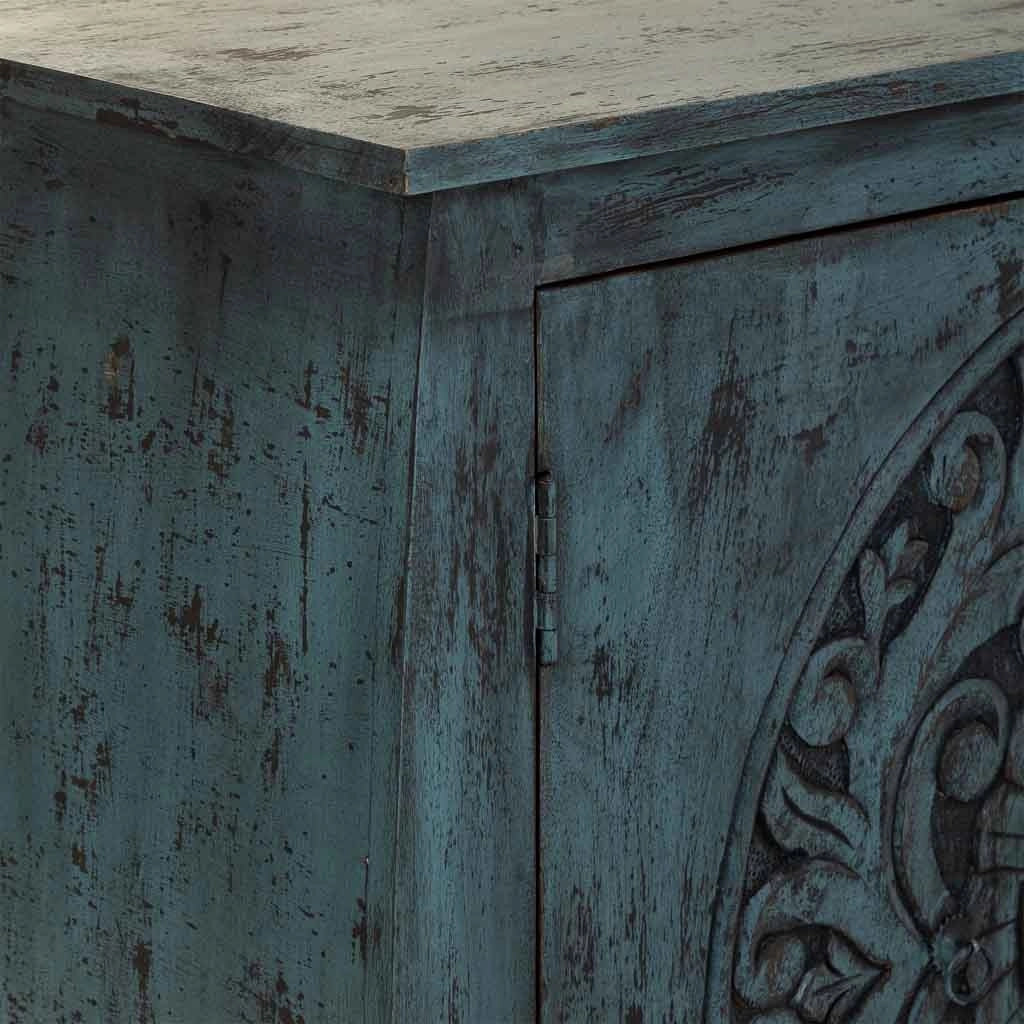 Credenza in legno intagliato artigianale, 100x40x90h cm