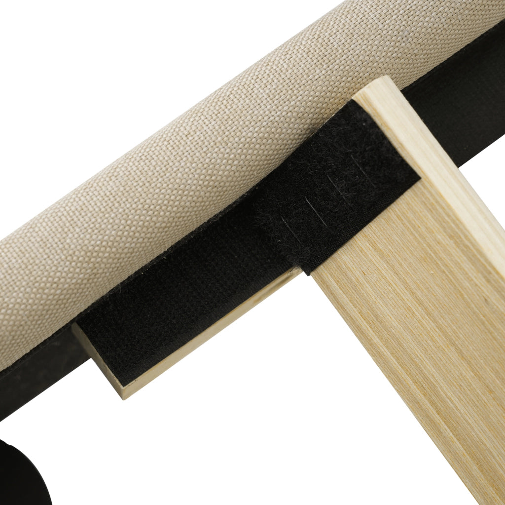 Letto imbottito 90x190 cm; testiera LED regolabile; lino; beige (Senza materasso)