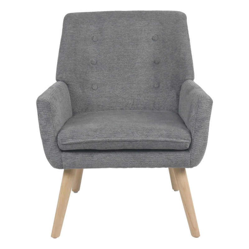Poltrona Michelle In Tessuto Grigio Gambe Legno Naturale