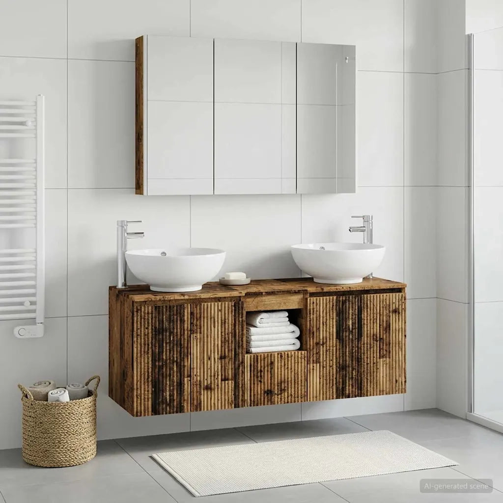 Set di Armadi da Bagno 4 pcs Legno antico Legno ingegnerizzato 3406509