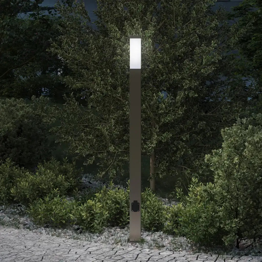 Lampada a paletto con presa elettrica 110 cm Acciaio Inox IP44 4006063