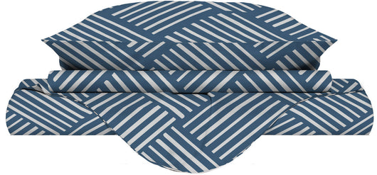 Copripiumino Singolo con Federe Stampato in Microfibra City Life Blue