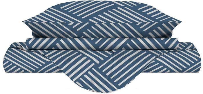 Copripiumino Singolo con Federe Stampato in Microfibra City Life Blue