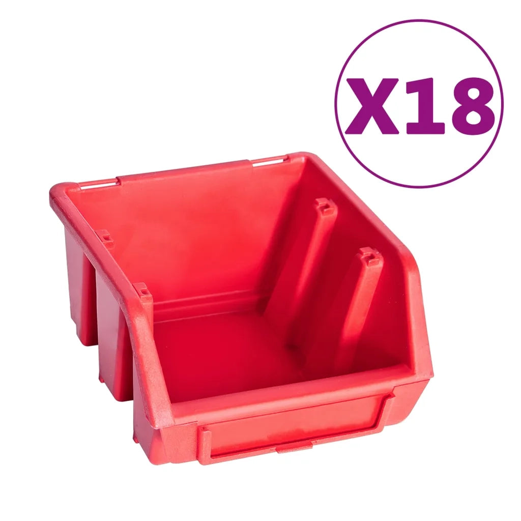 Kit Contenitori 80 pz con Pannelli a Parete Rosso e Nero CFW3052655