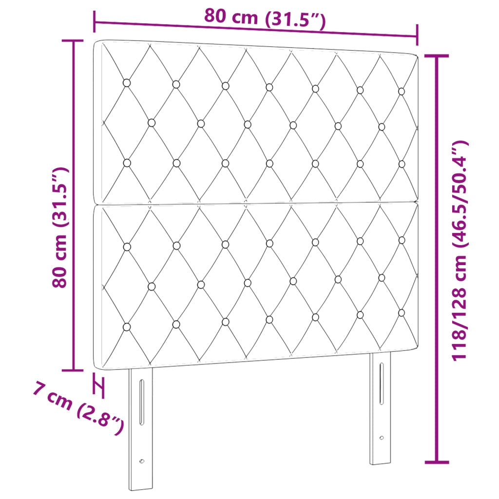 Testiera LED grigia chiara 80 cm in velluto